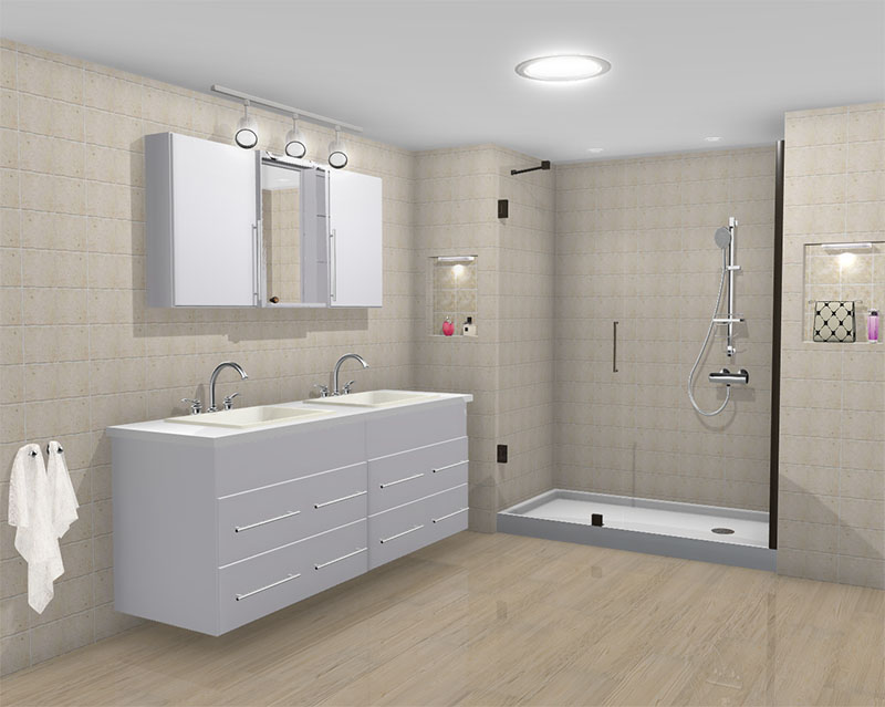 Bathroom rendered in ProKitchen Software